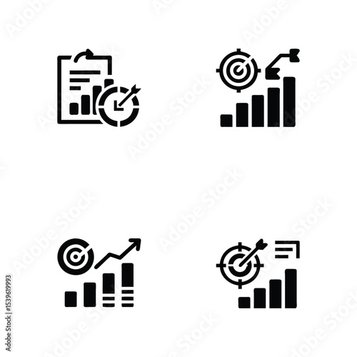 Business Growth Icons Set: Strategy, Planning, and Metrics