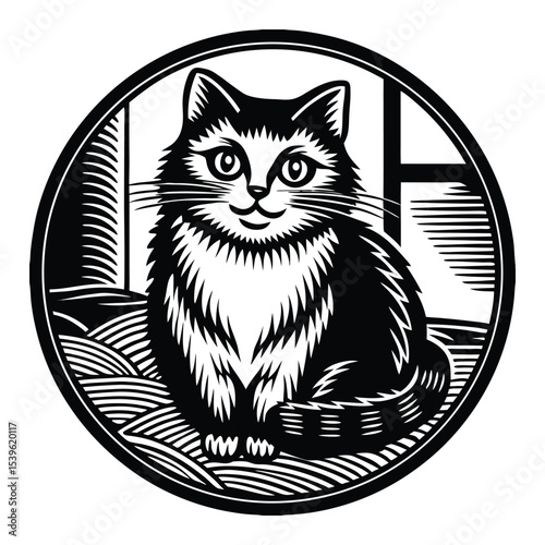 vector isolated silhouette cat set