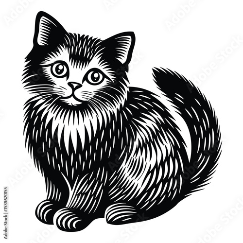 vector isolated silhouette cat set
