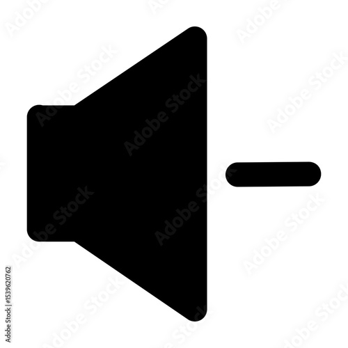 Vector sound minus icon in solid and minimalist style. Designed for user interfaces, music applications. This SVG icon is fully scalable. A perfect addition to modern digital audio environments.