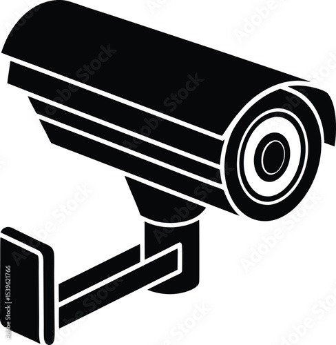 Black and white security surveillance Silhouette camera illustration for observation and protection