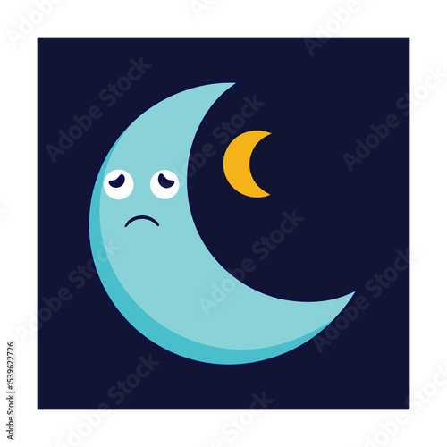 Sleepy Emoticon Gazing at Crescent Moon