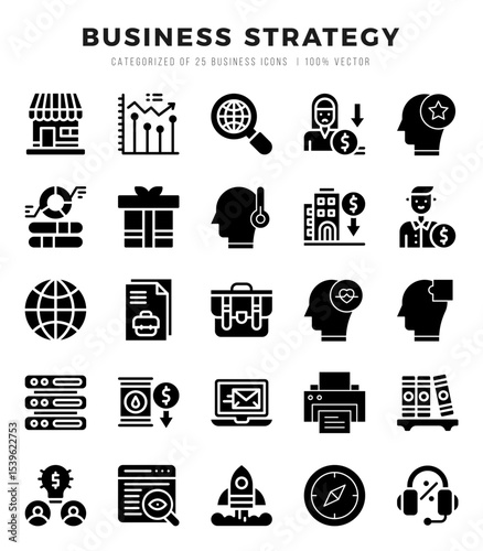 Business Strategy icons set for website and mobile site and apps.