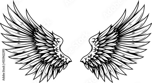 Vintage wings isolated on white background. Design elements for logo, label, emblem, sign, brand mark. Vector illustration.