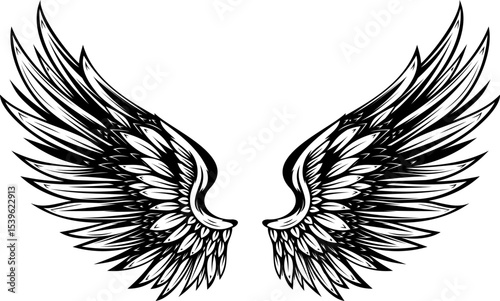 Vintage wings isolated on white background. Design elements for logo, label, emblem, sign, brand mark. Vector illustration.