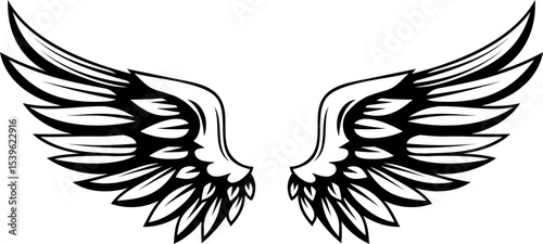 Vintage wings isolated on white background. Design elements for logo, label, emblem, sign, brand mark. Vector illustration.