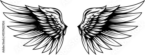 Vintage wings isolated on white background. Design elements for logo, label, emblem, sign, brand mark. Vector illustration.