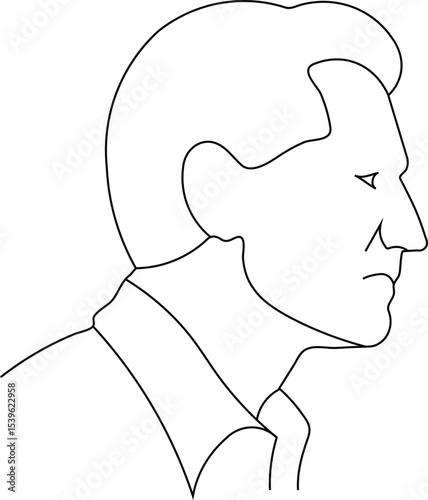Line art profile portrait of a man