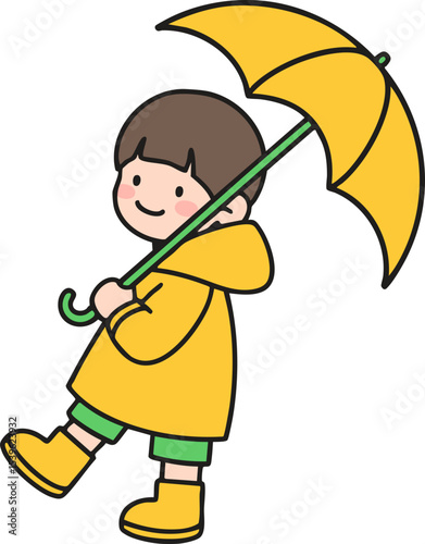 Vector image of a boy with an umbrella
