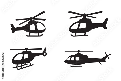 helicopter silhouettes set