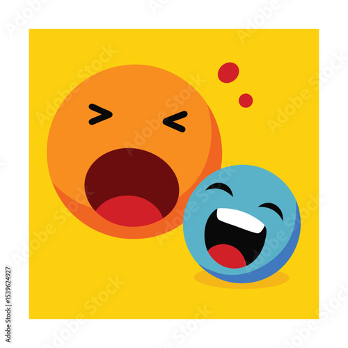 Yawning Emoticon Covering Its Mouth