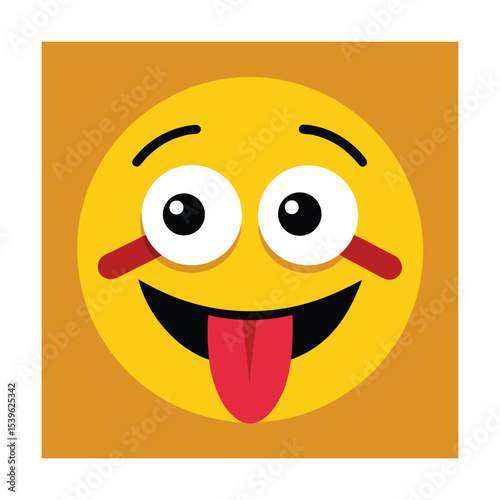 Silly Emoticon with Crossed Eyes and Tongue Out
