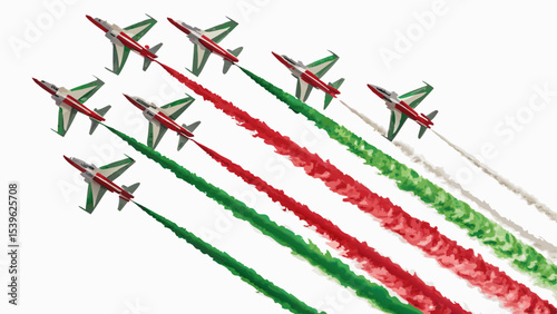 Iranian Fighter Jets Airshow Red Green White Smoke Trails Republic Day Celebration military aircraft