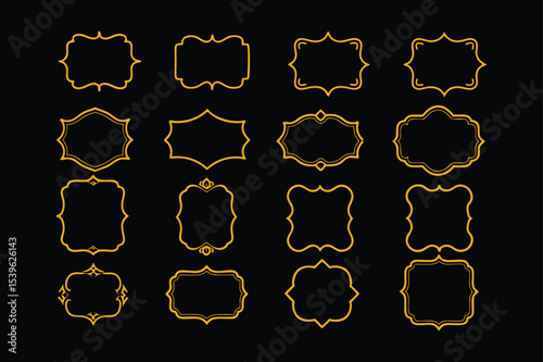 Vintage Golden Ornament Border Collection with Floral and Decorative Elements Design