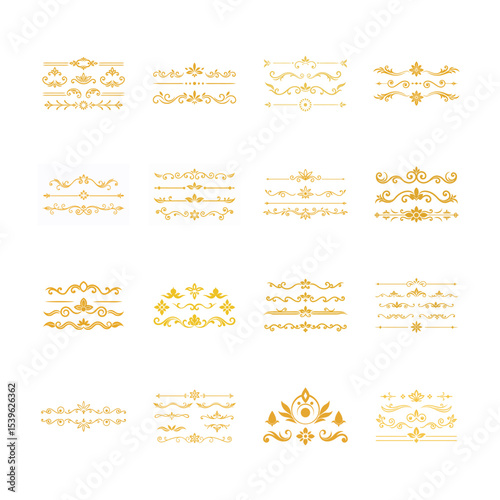 Vintage Golden Border Ornament Collection with a Dog Illustration Design Element