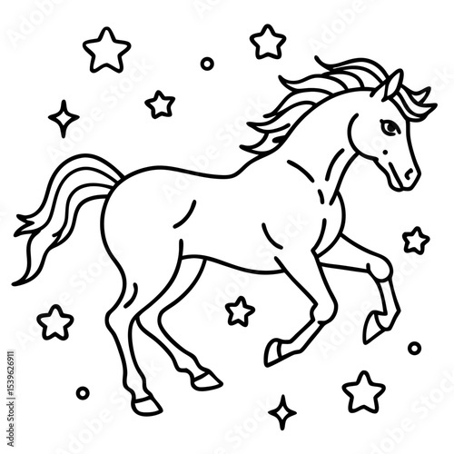 A Flying Horse with Feathery Wings Illustration