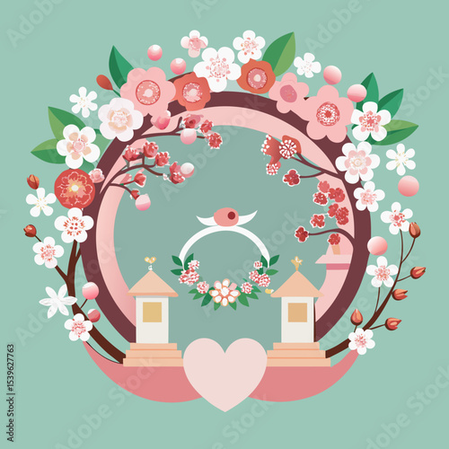 Elegant Cherry Blossom Design for Wedding Invitations