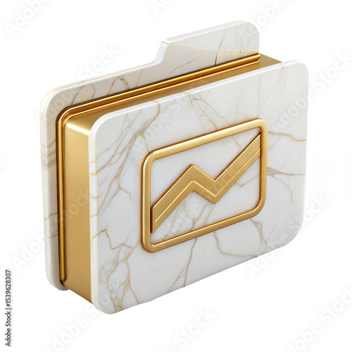 3D Folder Icon in Marble Material Style on White Background