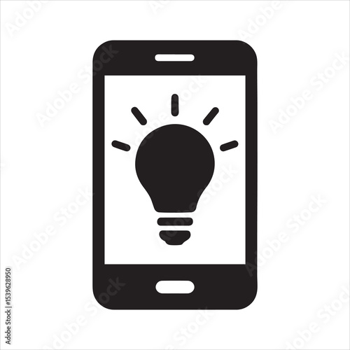 Smartphone with glowing light bulb innovative technology concept