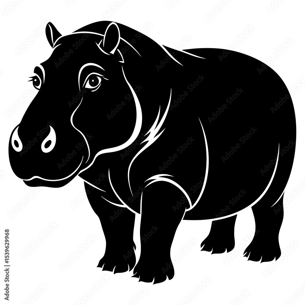 Fototapeta premium A black rhinoceros drawing with a rhinoceros 