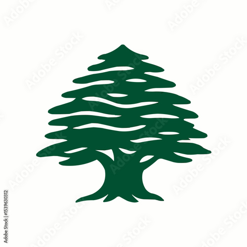 Abstract cedar tree. Lebanese cedar silhouette can be used in logo design, icon, symbol. Vector illustration.



