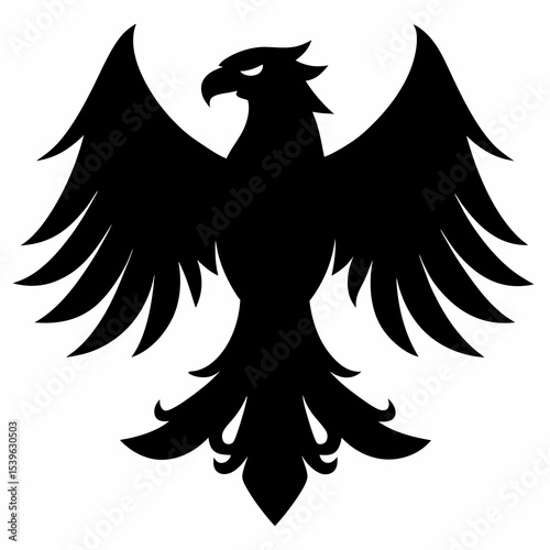 Bald eagle flying draw and paint on white background 