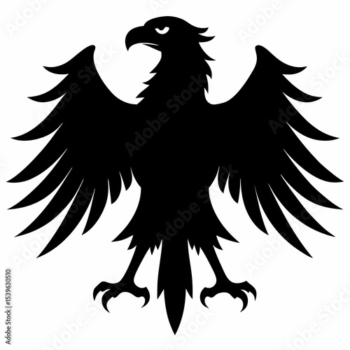 Bald eagle flying draw and paint on white background 