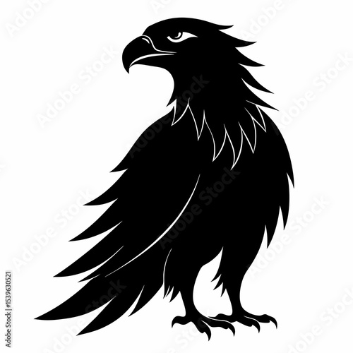 Bald eagle flying draw and paint on white background 