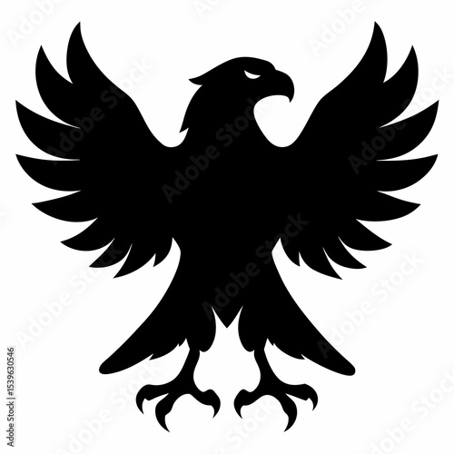 Bald eagle flying draw and paint on white background 