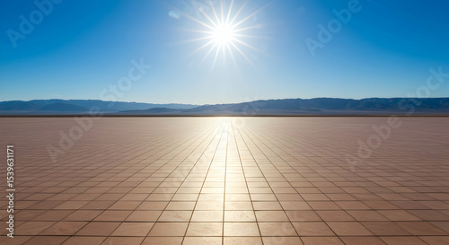 Vast Desert Landscape Mockup Design Sunny Day Tile Floor