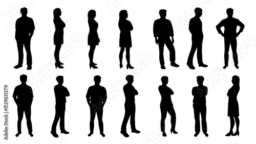 silhouette of large group of people