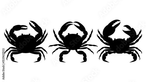 Set crab silhouette. Isolated crab on tranparent background