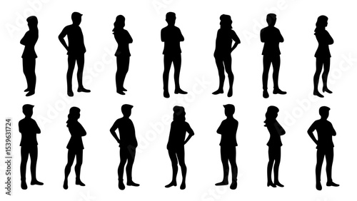 silhouette of large group of people