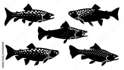 Set of modern illustration of fish