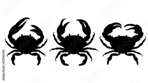 Set crab silhouette. Isolated crab on tranparent background