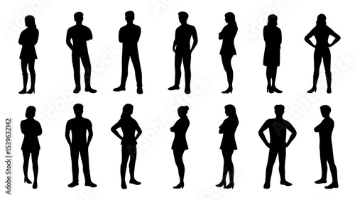 silhouette of large group of people