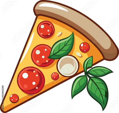 Delicious hot Italian pizza with salami, cheese, and tomato is a perfect vector illustration for any meal