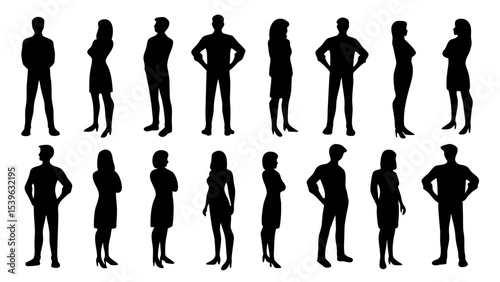 silhouette of large group of people
