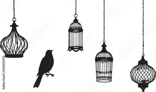 vector illustration of a bird cage, vector, illustration, silhouette, design, icon, helicopter, art, woman, fashion, black