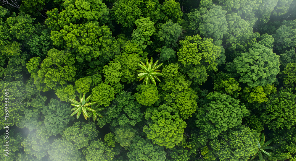 Fototapeta premium Lush Green Canopy Aerial View Tropical Rainforest Nature