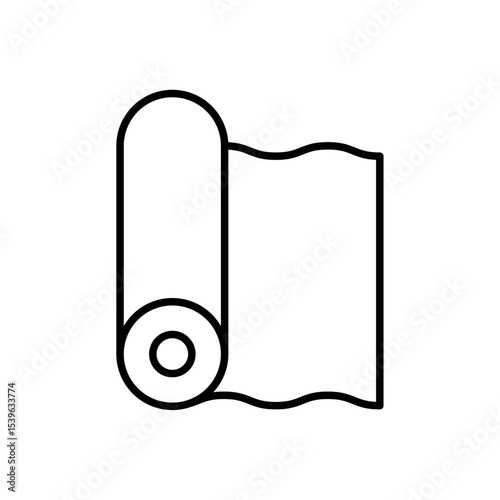 Editable stroke vector outline icon of cloth or paper roll, carpet or yoga mat