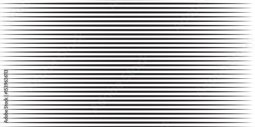 Line halftone gradation texture. Fading horizontal stripe gradient background. Repeating pattern backdrop. Black parallel thin to thick lines backdrop for overlay, print, cover, graphic design. Vector