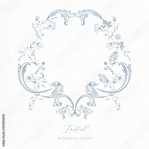 Vintage Wedding Botanical Crest