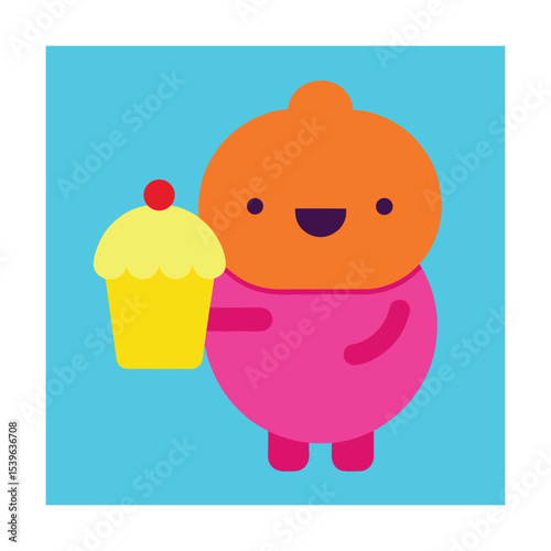 Cupcake Emoji Delightfully Eating a Dessert