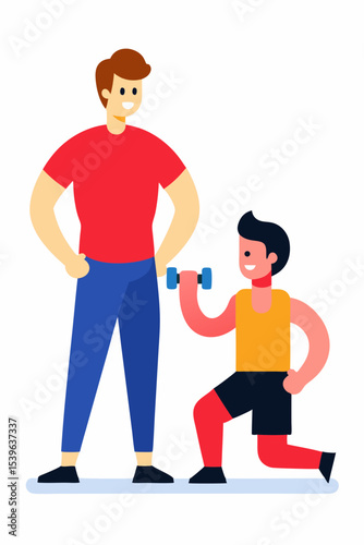 Father and Son Fitness Building Strength and Bonds Through Exercise