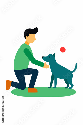 Man and Dog A heartwarming illustration of friendship and companionship