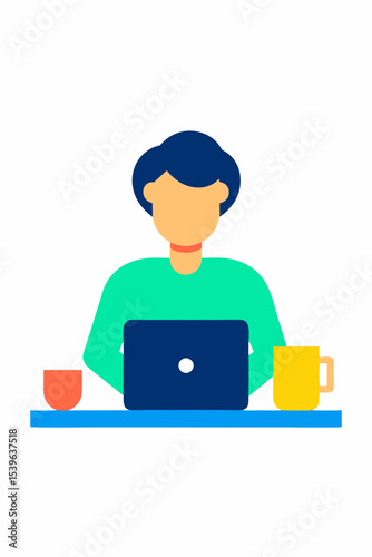 Person Working on Laptop Productivity, Focus, and Remote Work Illustration