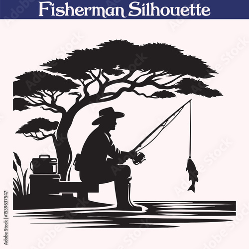 Fisherman silhouette vector illustration design