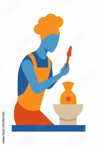 Pottery Crafting A Master Potter at Work, Shaping Clay into Art