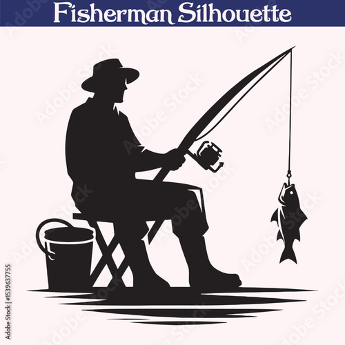 Fisherman silhouette vector illustration design